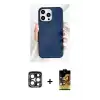 ieg™ iPhone 15 Pro Max Kılıf Pusula Modern - Siyah Buffer Cam Ekran Koruyucu + PVD Metal Kamera Lens - LT