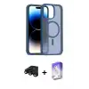 ieg™ iPhone 15 Pro Max Kılıf Siluet Minimal Prime - Siyah Bilvis 5in1 3D Magic Cam Ekran Koruyucu + Raze Metal Kamera Lens - SH