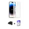 ieg™ iPhone 15 Pro Max Kılıf Siluet Minimal Prime - Siyah Bilvis 5in1 3D Magic Cam Ekran Koruyucu + Raze Metal Kamera Lens - SH