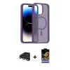 ieg™ iPhone 15 Pro Max Kılıf Siluet Minimal Prime - Siyah Buffer Hayalet Cam Ekran Koruyucu + Raze Metal Kamera Lens - TMGI