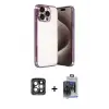 ieg™ iPhone 15 Pro Max Kılıf Vadi Minimal - Siyah Vanessa Magic Cam + PVD Metal Kamera Lens - GI