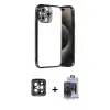 ieg™ iPhone 15 Pro Max Kılıf Vadi Minimal - Siyah Vanessa Magic Cam + PVD Metal Kamera Lens - GI