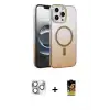 ieg™ iPhone 16 Pro Max Kılıf Ahenk Doku Özel Seri - Siyah Buffer Cam Ekran Koruyucu + Pers Alüminyum Kamera Lens - GS