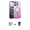 ieg™ iPhone 16 Pro Max Kılıf Ahenk Doku Özel Seri - Siyah Buffer Cam Ekran Koruyucu + Pers Alüminyum Kamera Lens - GS