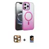 ieg™ iPhone 16 Pro Max Kılıf Ahenk Doku Özel Seri - Siyah Buffer Hayalet Cam Ekran Koruyucu + Pers Alüminyum Kamera Lens - CLTM
