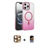 ieg™ iPhone 16 Pro Max Kılıf Ahenk Doku Özel Seri - Siyah Buffer Hayalet Cam Ekran Koruyucu + Pers Alüminyum Kamera Lens - CLTM