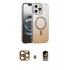 ieg™ iPhone 16 Pro Max Kılıf Ahenk Doku Özel Seri - Siyah Buffer Hayalet Cam Ekran Koruyucu + Pers Alüminyum Kamera Lens - CLTM