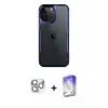 ieg™ iPhone 16 Pro Max Kılıf Akış Çizgi Koleksiyonu - Siyah Bilvis 5in1 3D Magic Cam Ekran Koruyucu + Pers Alüminyum Kamera Lens - GS