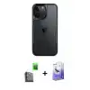 ieg™ iPhone 16 Pro Max Kılıf Akış Çizgi Koleksiyonu - Siyah Bilvis 5in1 5D Magic Hayalet Cam Ekran Koruyucu + Raze Metal Kamera Lens - SH