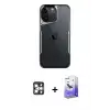 ieg™ iPhone 16 Pro Max Kılıf Akış Çizgi Koleksiyonu - Siyah Bilvis 5in1 5D Magic Hayalet Cam Ekran Koruyucu + PVD Metal Kamera Lens - GS