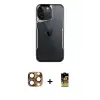 ieg™ iPhone 16 Pro Max Kılıf Akış Çizgi Koleksiyonu - Siyah Buffer Cam Ekran Koruyucu + Pers Alüminyum Kamera Lens - CLTM