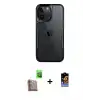 ieg™ iPhone 16 Pro Max Kılıf Akış Çizgi Koleksiyonu - Siyah Buffer Hayalet Cam Ekran Koruyucu + Raze Metal Kamera Lens - CLTM