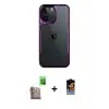 ieg™ iPhone 16 Pro Max Kılıf Akış Çizgi Koleksiyonu - Siyah Buffer Hayalet Cam Ekran Koruyucu + Raze Metal Kamera Lens - CLTM