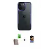 ieg™ iPhone 16 Pro Max Kılıf Akış Çizgi Koleksiyonu - Siyah Buffer Hayalet Cam Ekran Koruyucu + Raze Metal Kamera Lens - CLTM