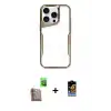 ieg™ iPhone 16 Pro Max Kılıf Akış Çizgi Koleksiyonu - Siyah Buffer Hayalet Cam Ekran Koruyucu + Raze Metal Kamera Lens - CLTM