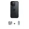ieg™ iPhone 16 Pro Max Kılıf Akış Çizgi Koleksiyonu - Siyah Joko Magic 5D Cam + Pers Alüminyum Kamera Lens - GI