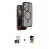 ieg™ iPhone 16 Pro Max Kılıf Çekirdek Minimal Prime - Siyah Buffer Cam Ekran Koruyucu + Bilvis Titan Kamera Lens - TMGI