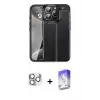 ieg™ iPhone 16 Pro Max Kılıf Doruk Klasik Özel Seri - Siyah Bilvis 5in1 3D Magic Cam Ekran Koruyucu + Pers Alüminyum Kamera Lens - GS