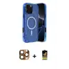 ieg™ iPhone 16 Pro Max Kılıf Eksen Çizgi - Siyah Buffer Cam Ekran Koruyucu + Pers Alüminyum Kamera Lens - CLTM