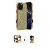 ieg™ iPhone 16 Pro Max Kılıf Eksen Çizgi - Siyah Buffer Cam Ekran Koruyucu + Pers Alüminyum Kamera Lens - CLTM