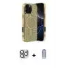 ieg™ iPhone 16 Pro Max Kılıf Eksen Çizgi - Siyah Joko Magic 5D Cam + Pers Alüminyum Kamera Lens - GI