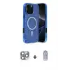 ieg™ iPhone 16 Pro Max Kılıf Eksen Çizgi - Siyah Joko Magic 5D Cam + Pers Alüminyum Kamera Lens - GI
