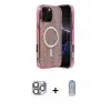 ieg™ iPhone 16 Pro Max Kılıf Eksen Çizgi - Siyah Joko Magic 5D Cam + Pers Alüminyum Kamera Lens - GI