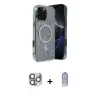 ieg™ iPhone 16 Pro Max Kılıf Eksen Çizgi - Siyah Joko Magic 5D Cam + Pers Alüminyum Kamera Lens - GI