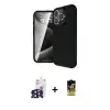 ieg™ iPhone 16 Pro Max Kılıf Eksen Form Prime - Siyah Buffer Cam Ekran Koruyucu + Bilvis Titan Kamera Lens - SH