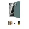 ieg™ iPhone 16 Pro Max Kılıf Eksen Form Prime - Siyah Buffer Cam Ekran Koruyucu + Pers Alüminyum Kamera Lens - CLTM