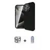 ieg™ iPhone 16 Pro Max Kılıf Eksen Form Prime - Siyah Joko Magic 5D Cam + Pers Alüminyum Kamera Lens - GI