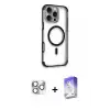 ieg™ iPhone 16 Pro Max Kılıf Eksen Klasik Koleksiyonu - Siyah Bilvis 5in1 3D Magic Cam Ekran Koruyucu + Pers Alüminyum Kamera Lens - GS