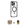 ieg™ iPhone 16 Pro Max Kılıf Eksen Klasik Koleksiyonu - Siyah Buffer Cam Ekran Koruyucu + Pers Alüminyum Kamera Lens - CLTM