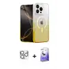 ieg™ iPhone 16 Pro Max Kılıf Eksen Minimal Özel Seri - Siyah Bilvis 5in1 5D Magic Hayalet Cam Ekran Koruyucu + Pers Alüminyum Kamera Lens - GS