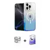 ieg™ iPhone 16 Pro Max Kılıf Eksen Minimal Özel Seri - Siyah Bilvis 5in1 5D Magic Hayalet Cam Ekran Koruyucu + Pers Alüminyum Kamera Lens - GS