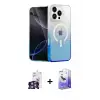 ieg™ iPhone 16 Pro Max Kılıf Eksen Minimal Özel Seri - Siyah Bilvis 5in1 5D Magic Hayalet Cam Ekran Koruyucu + Bilvis Titan Kamera Lens - GS