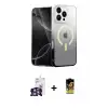 ieg™ iPhone 16 Pro Max Kılıf Eksen Minimal Özel Seri - Siyah Buffer Cam Ekran Koruyucu + Bilvis Titan Kamera Lens - GS