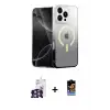 ieg™ iPhone 16 Pro Max Kılıf Eksen Minimal Özel Seri - Siyah Buffer Hayalet Cam Ekran Koruyucu + Bilvis Titan Kamera Lens - GS