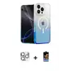 ieg™ iPhone 16 Pro Max Kılıf Eksen Minimal Özel Seri - Siyah Buffer Hayalet Cam Ekran Koruyucu + Pers Alüminyum Kamera Lens - GS