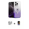 ieg™ iPhone 16 Pro Max Kılıf Eksen Minimal Özel Seri - Siyah Buffer Hayalet Cam Ekran Koruyucu + Pers Alüminyum Kamera Lens - GS