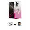 ieg™ iPhone 16 Pro Max Kılıf Eksen Minimal Özel Seri - Siyah Buffer Hayalet Cam Ekran Koruyucu + Pers Alüminyum Kamera Lens - GS