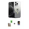 ieg™ iPhone 16 Pro Max Kılıf Eksen Minimal Özel Seri - Siyah Buffer Hayalet Cam Ekran Koruyucu + Raze Metal Kamera Lens - CLTM