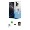 ieg™ iPhone 16 Pro Max Kılıf Eksen Minimal Özel Seri - Siyah Buffer Hayalet Cam Ekran Koruyucu + Raze Metal Kamera Lens - BZ