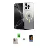ieg™ iPhone 16 Pro Max Kılıf Eksen Minimal Özel Seri - Siyah Buffer Hayalet Cam Ekran Koruyucu + Raze Metal Kamera Lens - NLGY
