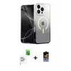 ieg™ iPhone 16 Pro Max Kılıf Eksen Minimal Özel Seri - Siyah Buffer Hayalet Cam Ekran Koruyucu + Raze Metal Kamera Lens - BZ