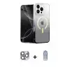 ieg™ iPhone 16 Pro Max Kılıf Eksen Minimal Özel Seri - Siyah Joko Magic 5D Cam + Pers Alüminyum Kamera Lens - GI