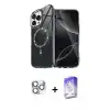 ieg™ iPhone 16 Pro Max Kılıf Kıvılcım Form Prime - Siyah Bilvis 5in1 3D Magic Cam Ekran Koruyucu + Pers Alüminyum Kamera Lens - GS