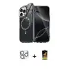 ieg™ iPhone 16 Pro Max Kılıf Kıvılcım Form Prime - Siyah Buffer Cam Ekran Koruyucu + Pers Alüminyum Kamera Lens - GS