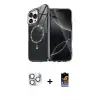 ieg™ iPhone 16 Pro Max Kılıf Kıvılcım Form Prime - Siyah Buffer Hayalet Cam Ekran Koruyucu + Pers Alüminyum Kamera Lens - GS