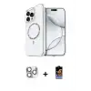 ieg™ iPhone 16 Pro Max Kılıf Kıvılcım Form Prime - Siyah Buffer Hayalet Cam Ekran Koruyucu + Pers Alüminyum Kamera Lens - GS